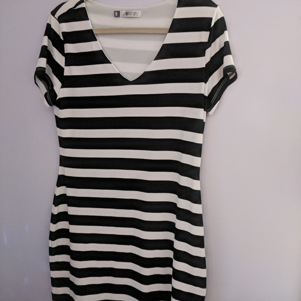 Black and white aline striped dress